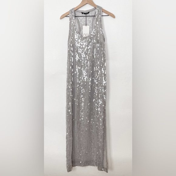 ZARA SEQUIN DRESS SILVER | 2712/246 326/015 - Picture 2 of 7